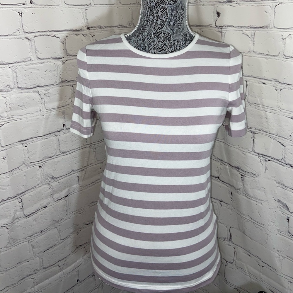 Target: purple & white striped shirt